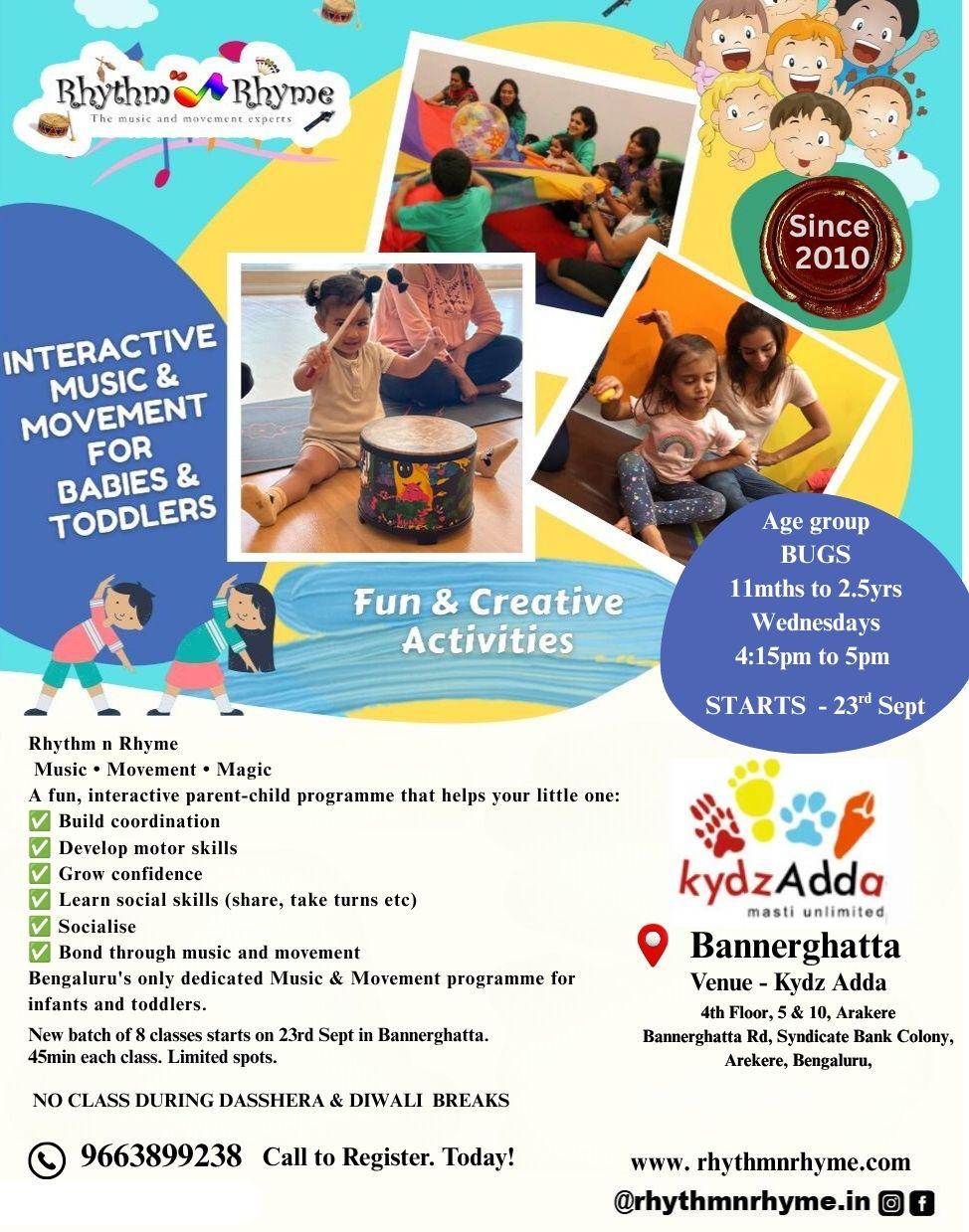 Kids singing and dancing in a Rhythm n Rhyme class